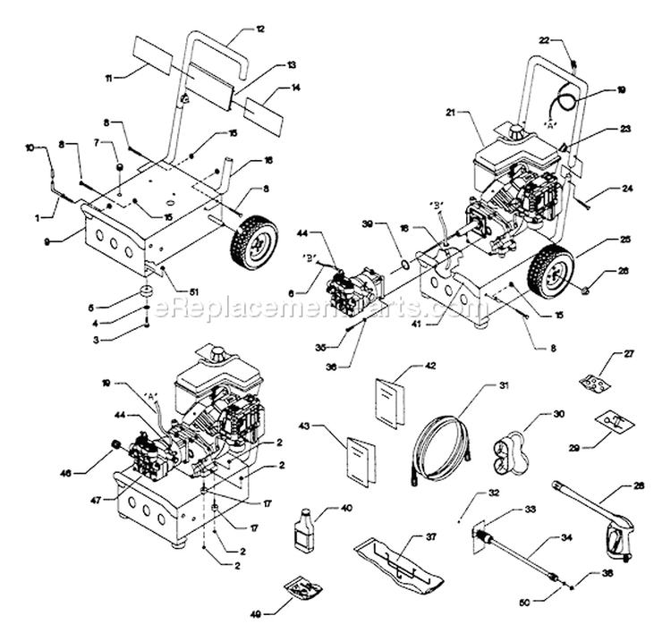 Page A Diagram and Parts List for 1550-0  Briggs and Stratton Pressure Washer